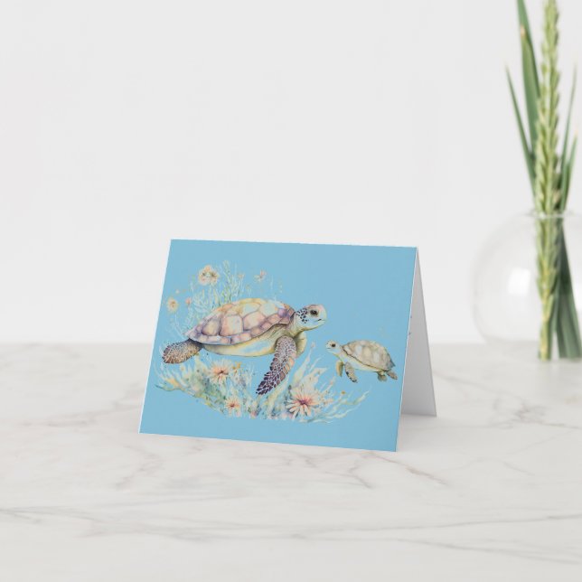 Mother's Day Sea Turtle and baby card (Front)