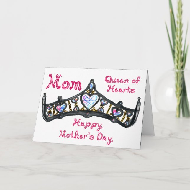 Mother's Day Silver Tiara Party Hat  Card (Front)