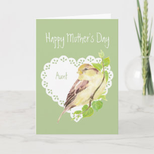 Mother's Day Sparrow Bird Aunt Card
