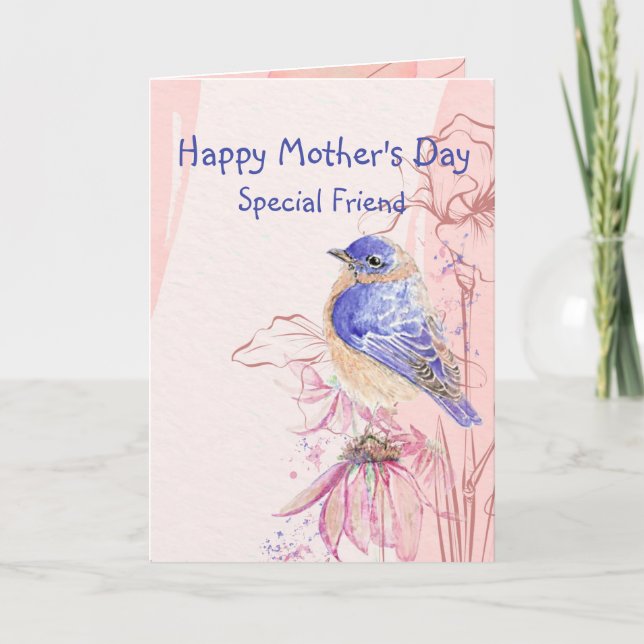 Mother's Day Special Friend Bluebird Garden Bird Card (Front)