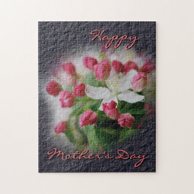 Mother's Day Steel Blue Crinkle Look Jigsaw Puzzle (Vertical)