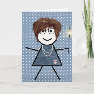 Mother's Day Stick Girl with Sparkler Card