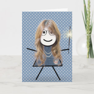 Mother's Day Stick Girl with Sparkler  Card