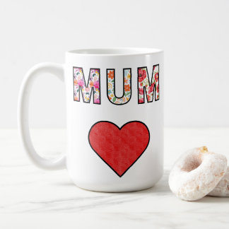 Mothers Day Stylish Modern Floral Mum Heart Coffee Mug