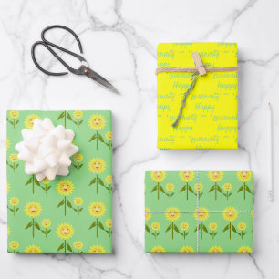 Mothers Day Sunflowers Custom Birthday Wrapping Paper Sheet