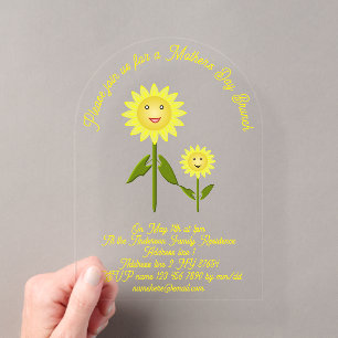 Mothers Day Sunflowers Custom Brunch Acrylic Invitations