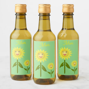 Mothers Day Sunflowers Custom Wine Label