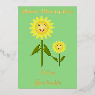 Mothers Day Sunflowers Mothers Day Save the Date Foil Holiday Card