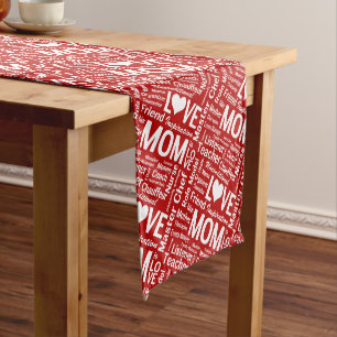 Mothers Day Super Do it All Mum Red and White Medium Table Runner