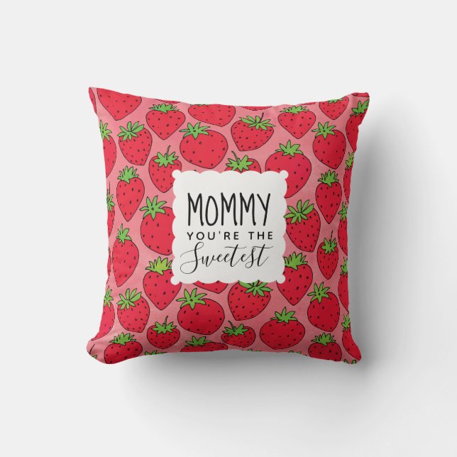 Mother's Day Sweetest Mum Strawberries Cushion (Front)