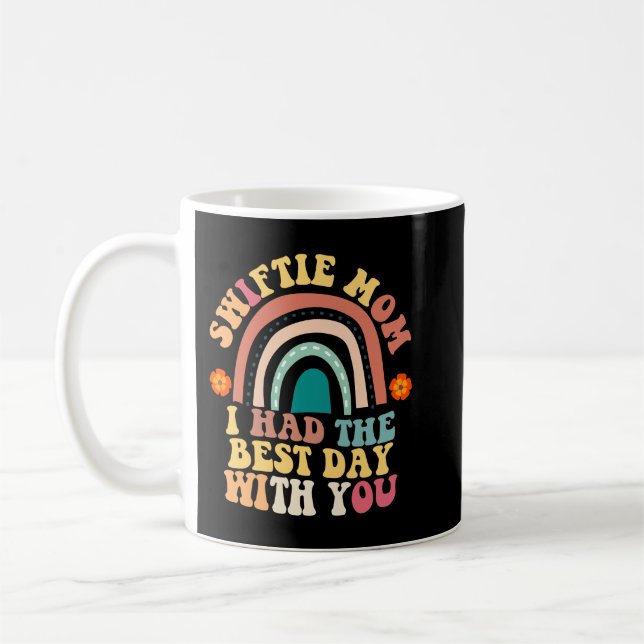 Mother's Day Swiftie Mum Retro Groovy Rainbow Coffee Mug (Left)