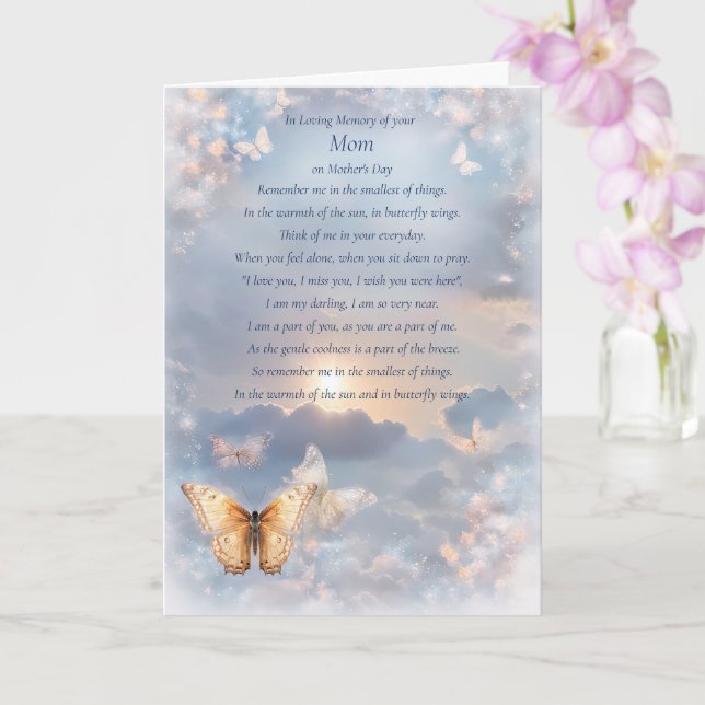 Mothers Day Sympathy in Remembrance Mom Spiritual Card (Orchid)