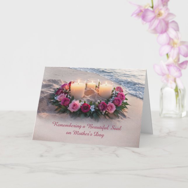 Mothers Day Sympathy Remembrance Memorial Candles  Card (Orchid)
