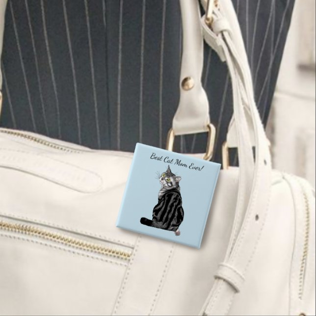 Mother's Day Tabby Cat 15 Cm Square Badge (Creator Uploaded)