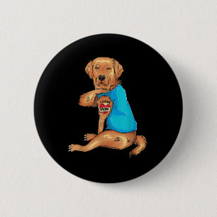 Mothers Day Tattoo I Love Mum Golden Retriever Tat 6 Cm Round Badge
