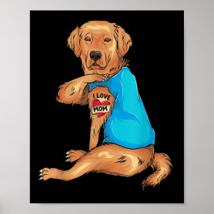 Mothers Day Tattoo I Love Mum Golden Retriever Tat Poster