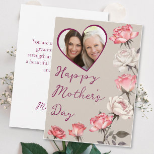 Mother's Day Taupe Heart Frame Photo Card