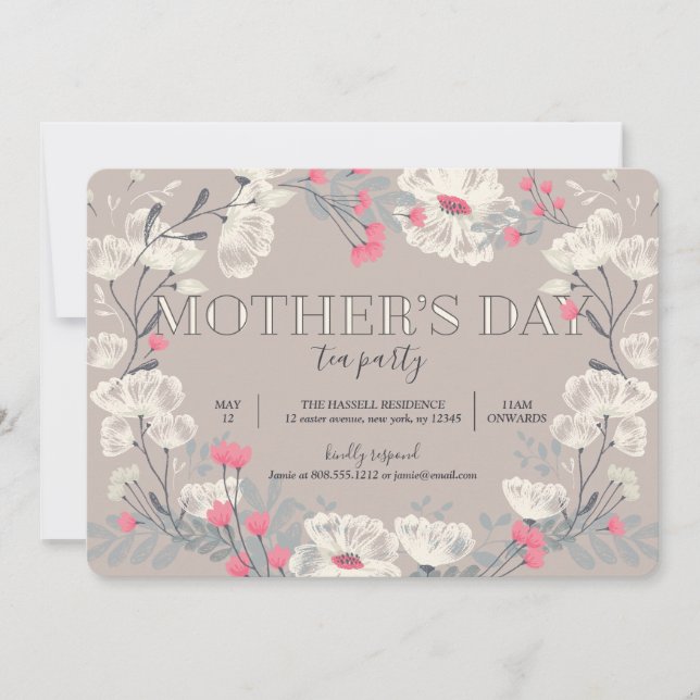 Mother's Day Tea Party / Brunch Invitation (Front)