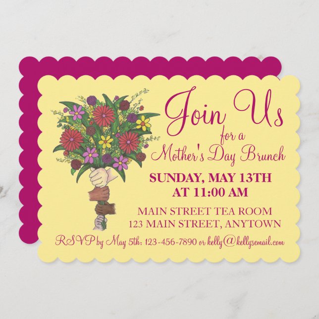Mother's Day Teacher Appreciation Brunch Flowers Invitation (Front/Back)