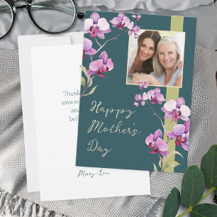 Mother's Day Teal Orchid Photo  Card