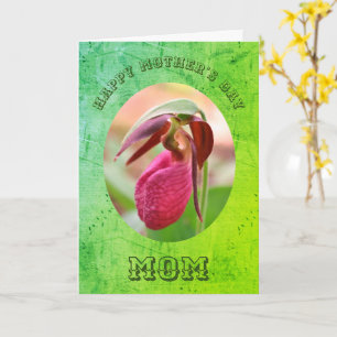 Mother's Day Thank You Mum Lady Slipper Flower  Card