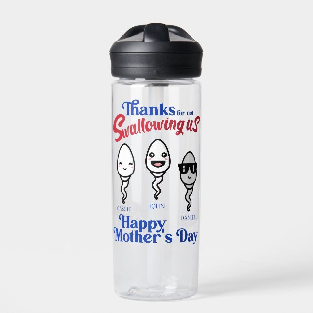 Mother's Day Thanks For Not Swallowing Us Family Water Bottle (Front)