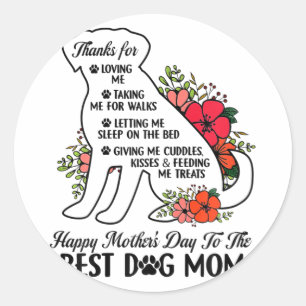 Mother's Day To The Best Dog Mum Mothers Day Dog L Classic Round Sticker