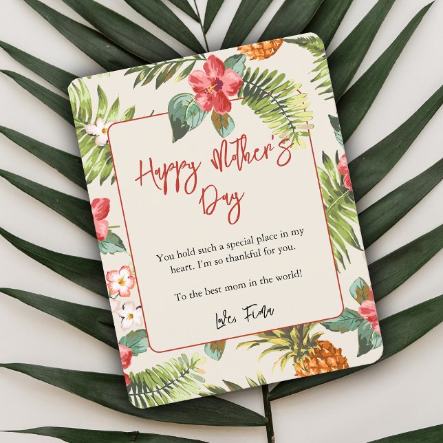 Mother's Day Tropical Pattern Flat Holiday Card (Creator Uploaded)