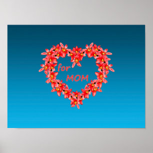 Mother's Day - Tulip Heart for MOM - Blue    Poster