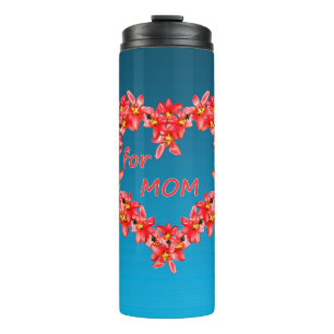 Mother's Day - Tulip Heart for MOM - Blue Thermal Tumbler