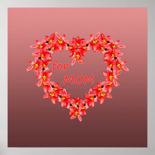 Mother's Day - Tulip Heart for MOM - Rose    Poster