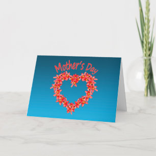 Mother's Day - Tulip Heart Illustration on Blue Thank You Card