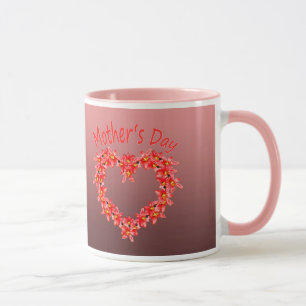 Mother's Day - Tulip Heart Illustration on Rose Mug