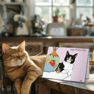 Mother's Day Tuxedo Cat Card