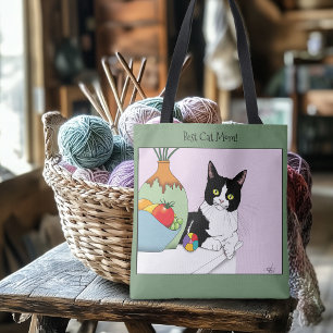 Mother's Day Tuxedo Cat Tote Bag