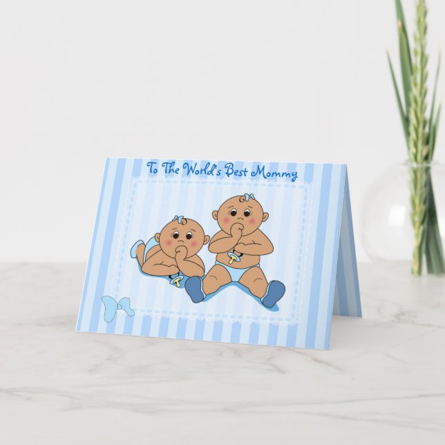 Mother's Day - Twin Baby Boys Card (Front)