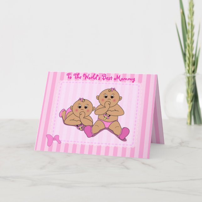 Mother's Day - Twin Baby Girls Card (Front)