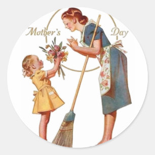 Mothers Day Vintage Classic Round Sticker