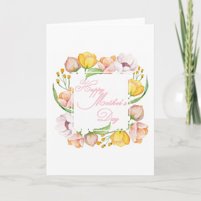 Mother's Day watercolor floral Card (Front)