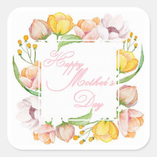 Mother's Day watercolor floral Square Sticker