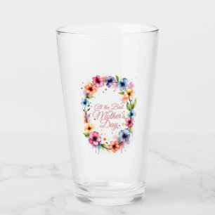 Mother's Day Watercolor Floral Wreath in Pink Glass