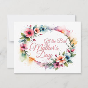 Mother's Day Watercolor Floral Wreath in Pink V2.0