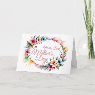 Mother's Day Watercolor Floral Wreath in Pink V2.0 Card
