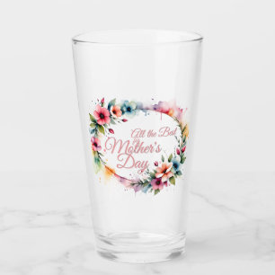 Mother's Day Watercolor Floral Wreath in Pink V2.0 Glass