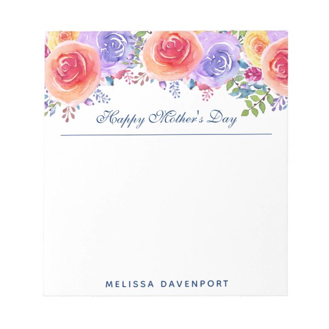 Mother's Day Watercolor Flowers Notepad (Front)