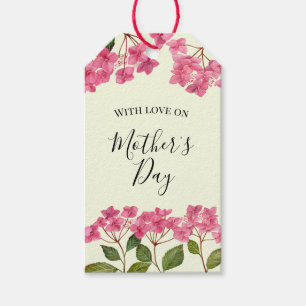 Mother's Day Watercolor Pink Hydrangea Lacecaps Gift Tags