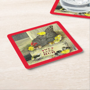 Mother's Day: We Love Mum! Square Paper Coaster