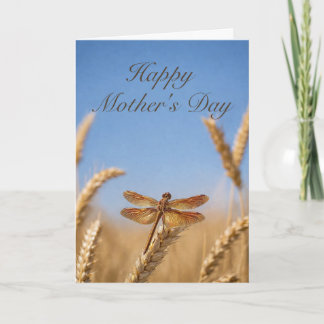 Mothers Day Wheat Golden Dragonfly Card