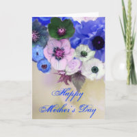 MOTHER'S DAY WHITE BLUE ROSES AND ANEMONE FLOWERS