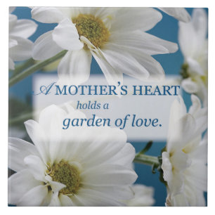 Mother's Day White Daisies Garden of Love Blue Sky Ceramic Tile